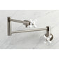 Kingston Brass KS4107PX Metropolitan Wall Mount Pot Filler Faucet, Brushed Brass with white handles