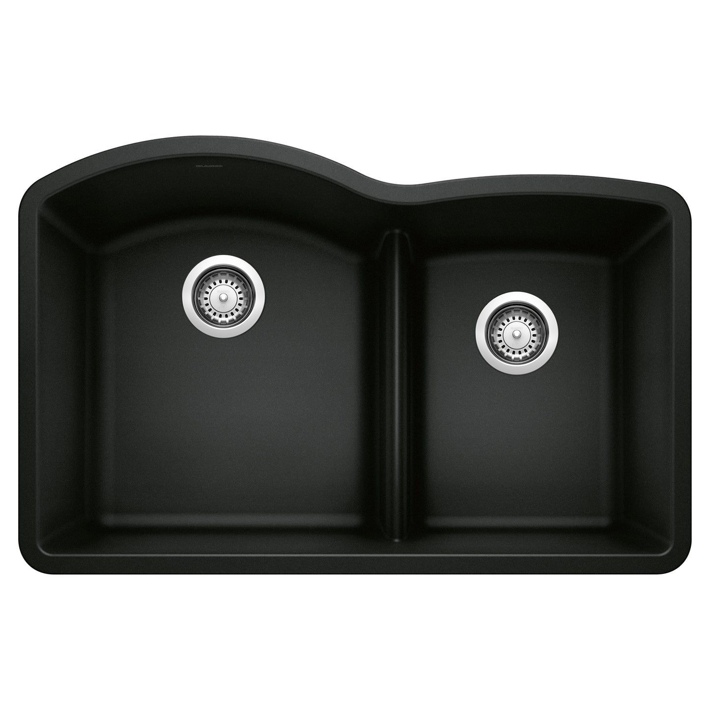 BLANCO Diamond SILGRANIT 32" 60/40 Double Bowl Undermount Kitchen Sink with Low Divide in black finish