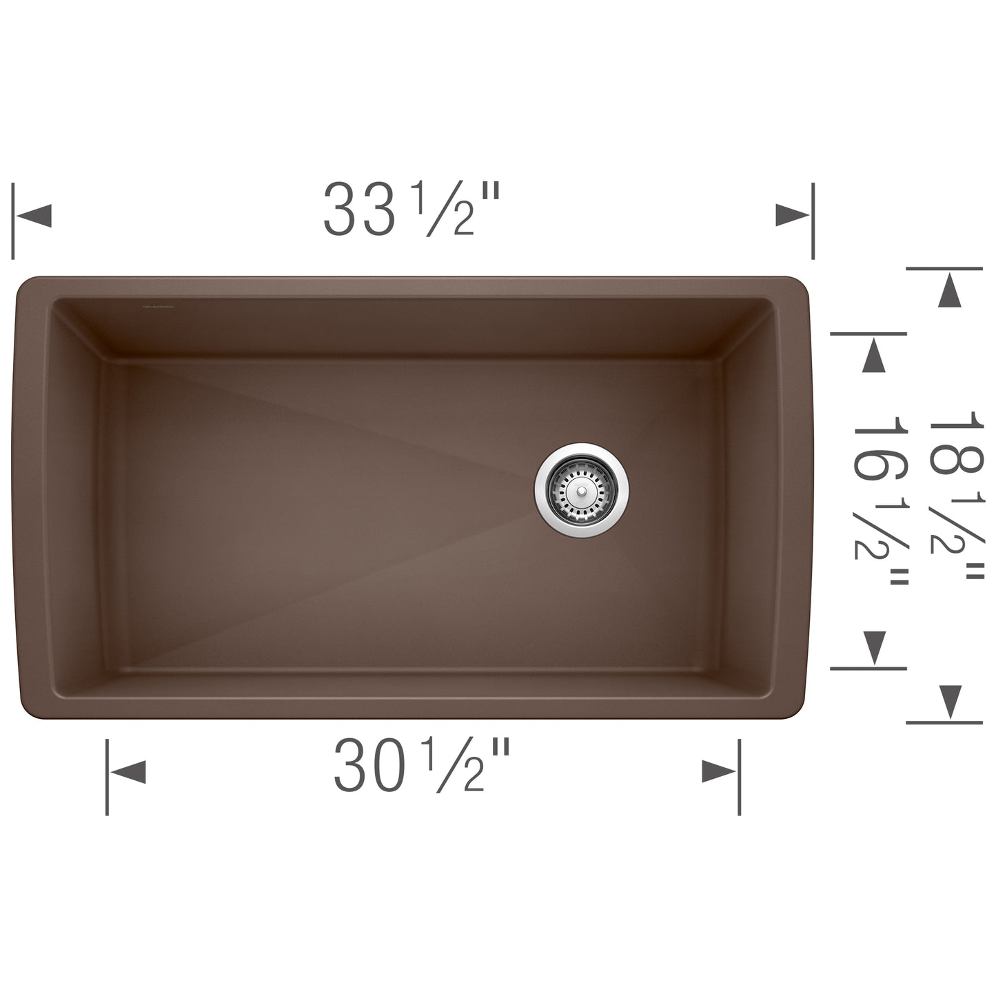 BLANCO Diamond SILGRANIT 33" Super Single Undermount Kitchen Sink dimensions and design features.