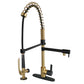 Gourmetier LS8503CTL Continental Single-Handle Deck-Mount Pre-Rinse Kitchen Faucet with Pot Filler, Brushed Brass