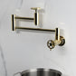 Kingston Brass KS8103CG Fuller Wall Mount Pot Filler Faucet, Antique Brass on a white background