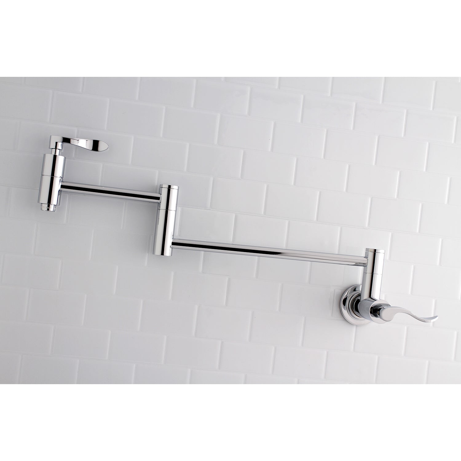 Kingston Brass KS8108DFL NuWave Wall Mount Pot Filler Faucet, Brushed Nickel