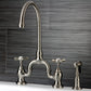 Kingston KS7798BEXBS Essex Bridge Kitchen Faucet with Brass Sprayer, Brushed Nickel