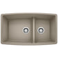 BLANCO Performa SILGRANIT 33" 60/40 Double Bowl Undermount Kitchen Sink with Low Divide