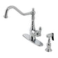 Gourametier GSY7703ACLBS American Classic Single-Handle Kitchen Faucet with Brass Side Sprayer, Antique Brass