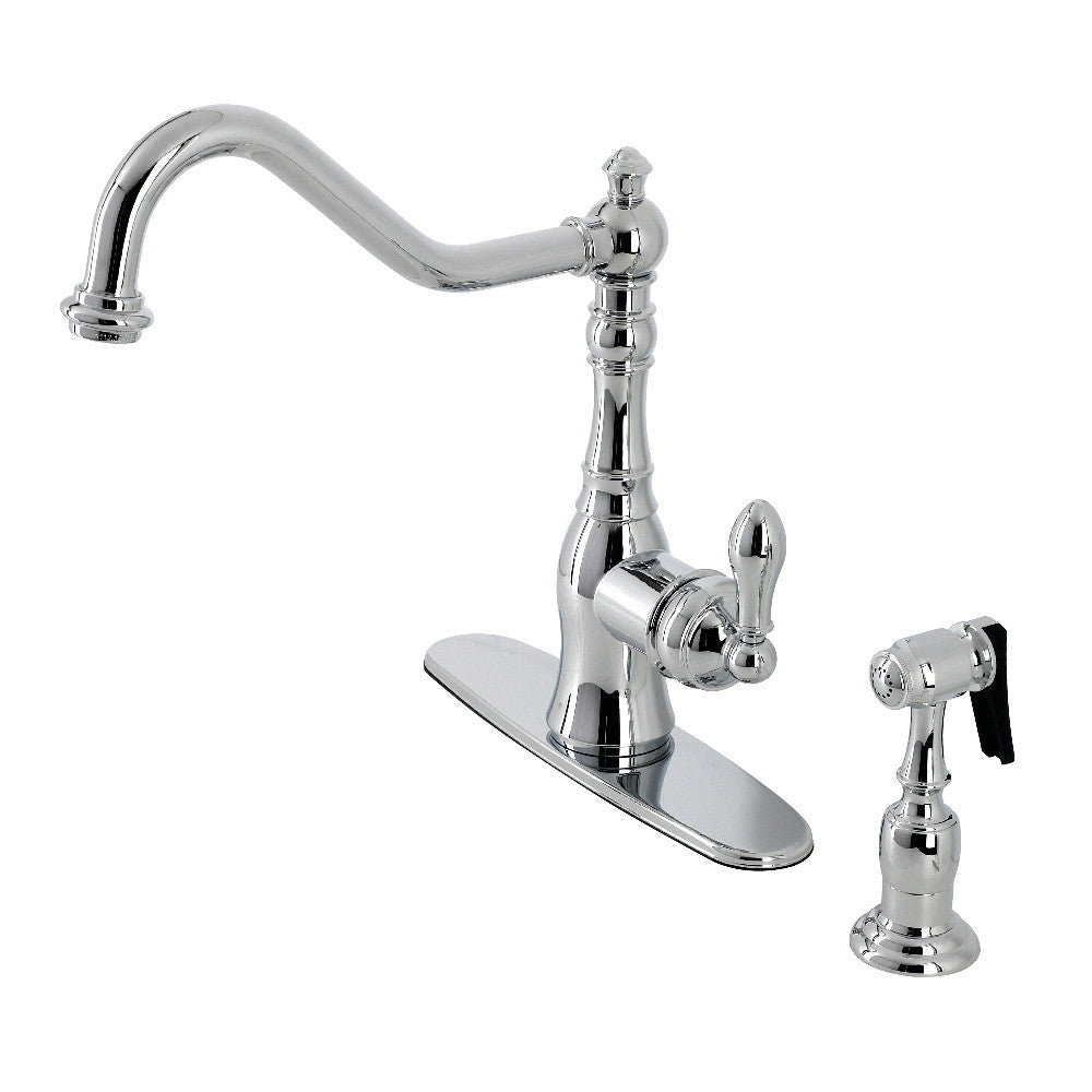 Gourametier GSY7703ACLBS American Classic Single-Handle Kitchen Faucet with Brass Side Sprayer, Antique Brass