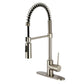 Kingston Brass LS8778NYL New York Pre-Rinse Kitchen Faucet in brushed nickel, showcasing a high-arch spout and professional design.