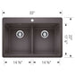 BLANCO Liven SILGRANIT 33" 50/50 Double Bowl Dual Mount Kitchen Sink with Low Divide