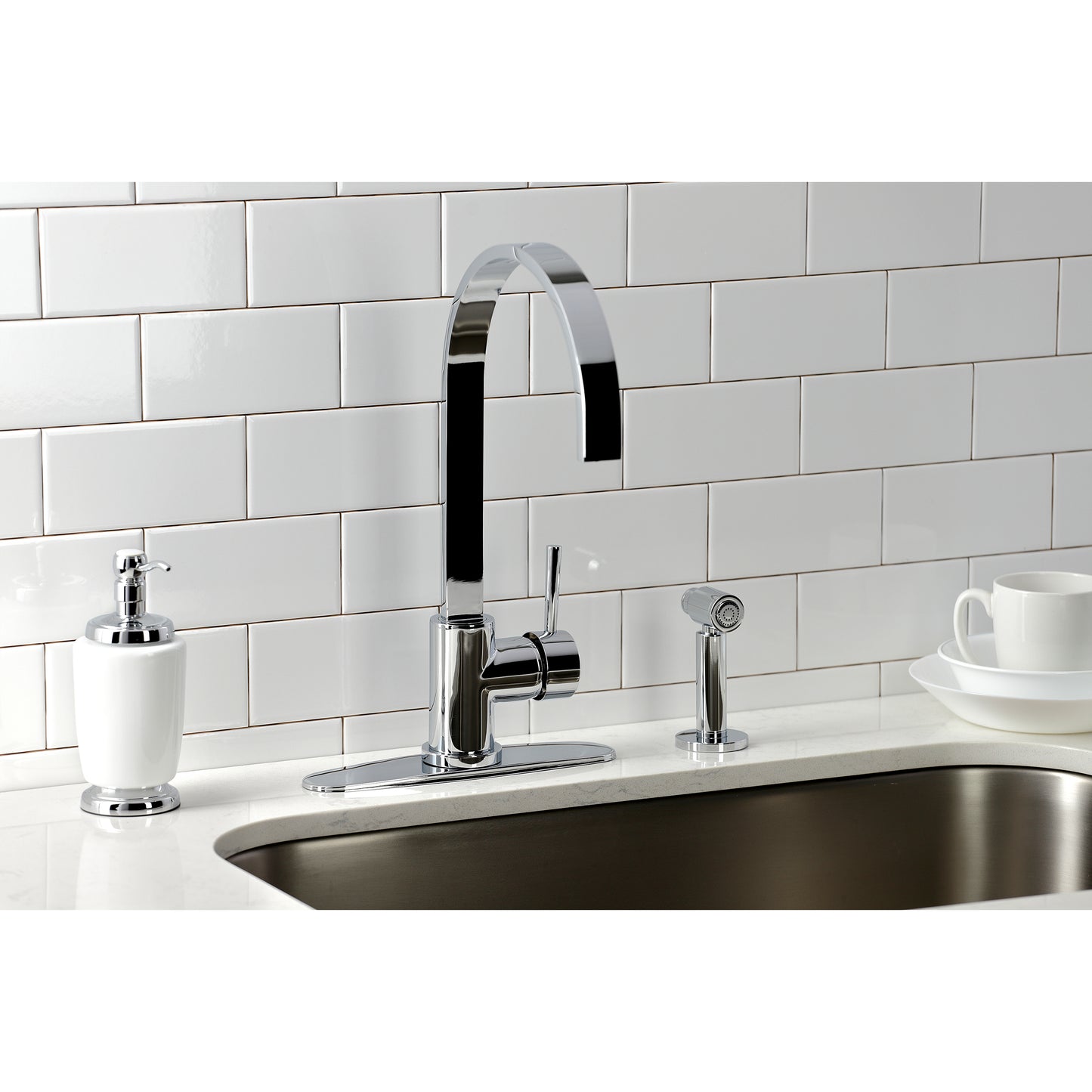 Kingston Brass LS8713DLBS Concord Kitchen Faucet with Brass Side Sprayer