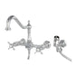 Kingston KS1248BEXBS Essex Two-Handle Wall Mount Bridge Kitchen Faucet with Brass Sprayer, Brushed Nickel