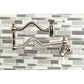 Kingston Brass KS2107BPL Bel-Air Wall Mount Pot Filler Faucet, Brushed Brass with white porcelain levers and foldable swing arms.