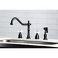 Kingston Brass KB1797PXBS Heritage Double-Handle Widespread Kitchen Faucet with Brass Sprayer, Brushed Brass