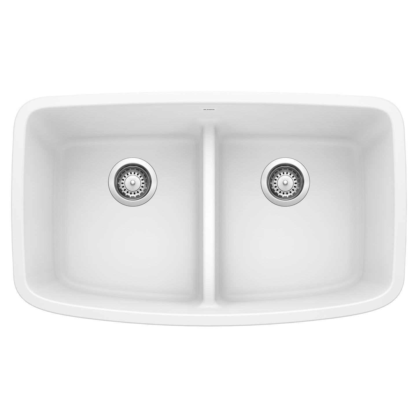 BLANCO Valea SILGRANIT 32" 50/50 Double Bowl Undermount Kitchen Sink with Low Divide