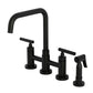 Kingston KS8287CMLBS Manhattan Bridge Kitchen Faucet with Brass Sprayer, Brushed Brass in Matte Black finish