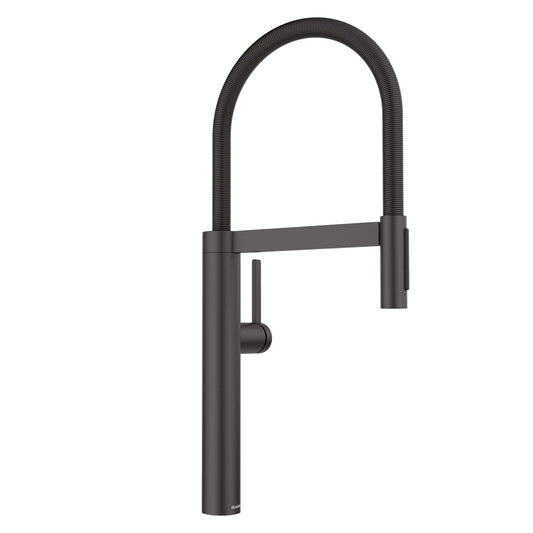 BLANCO Culina II Semi-Pro Pull-Down Dual-Spray Kitchen Faucet in modern black finish with flexible spout.