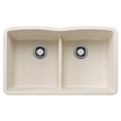 BLANCO Diamond SILGRANIT 32" 50/50 Double Bowl Undermount Kitchen Sink with Low Divide - top view of sink