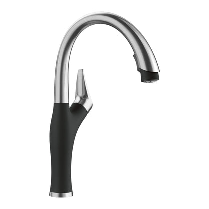 BLANCO Artona Pull-Down Dual-Spray Kitchen Faucet in sleek design with sculptural curves and pull-down functionality.
