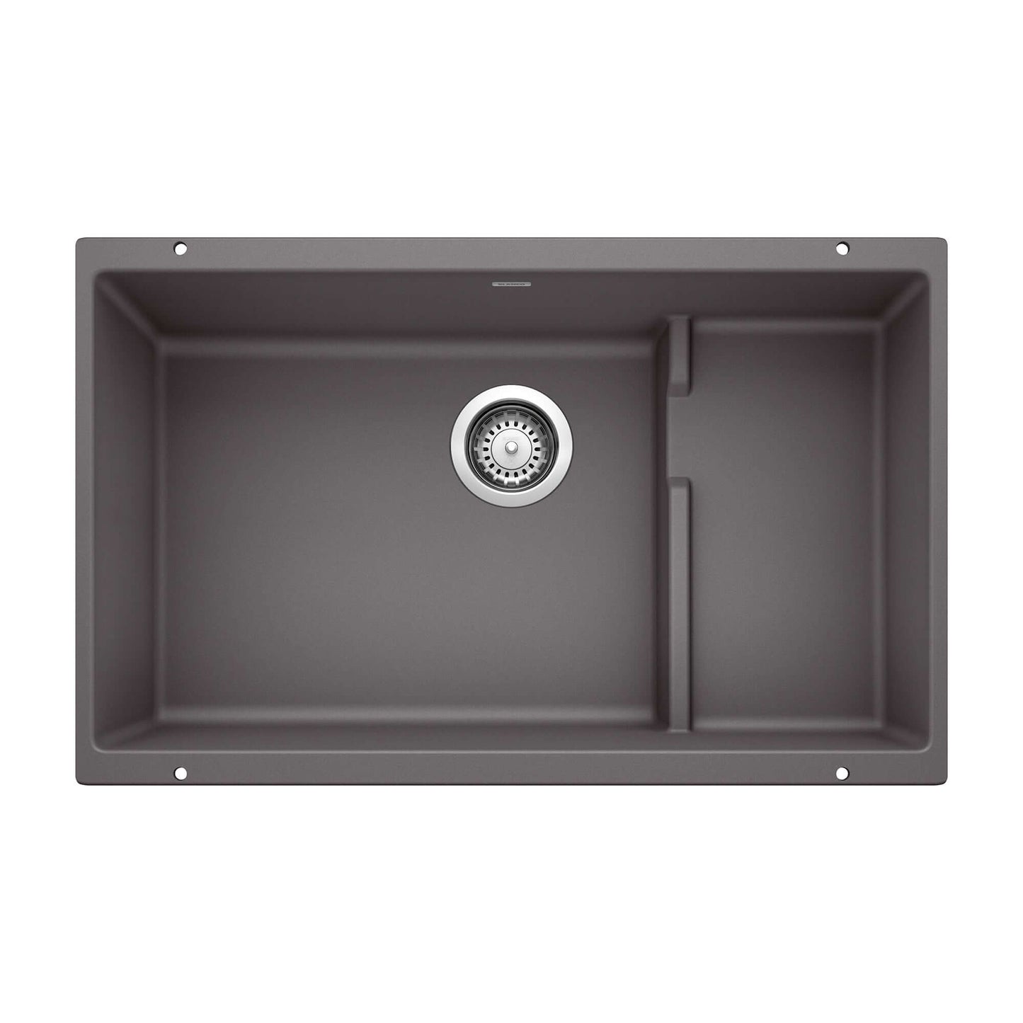 BLANCO Precis Cascade SILGRANIT 29" Single Bowl Undermount Kitchen Sink with Colander in Cinder Color