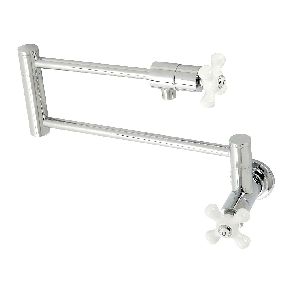 Kingston Brass KS4107PX Metropolitan Wall Mount Pot Filler Faucet, Brushed Brass with foldable swing arms