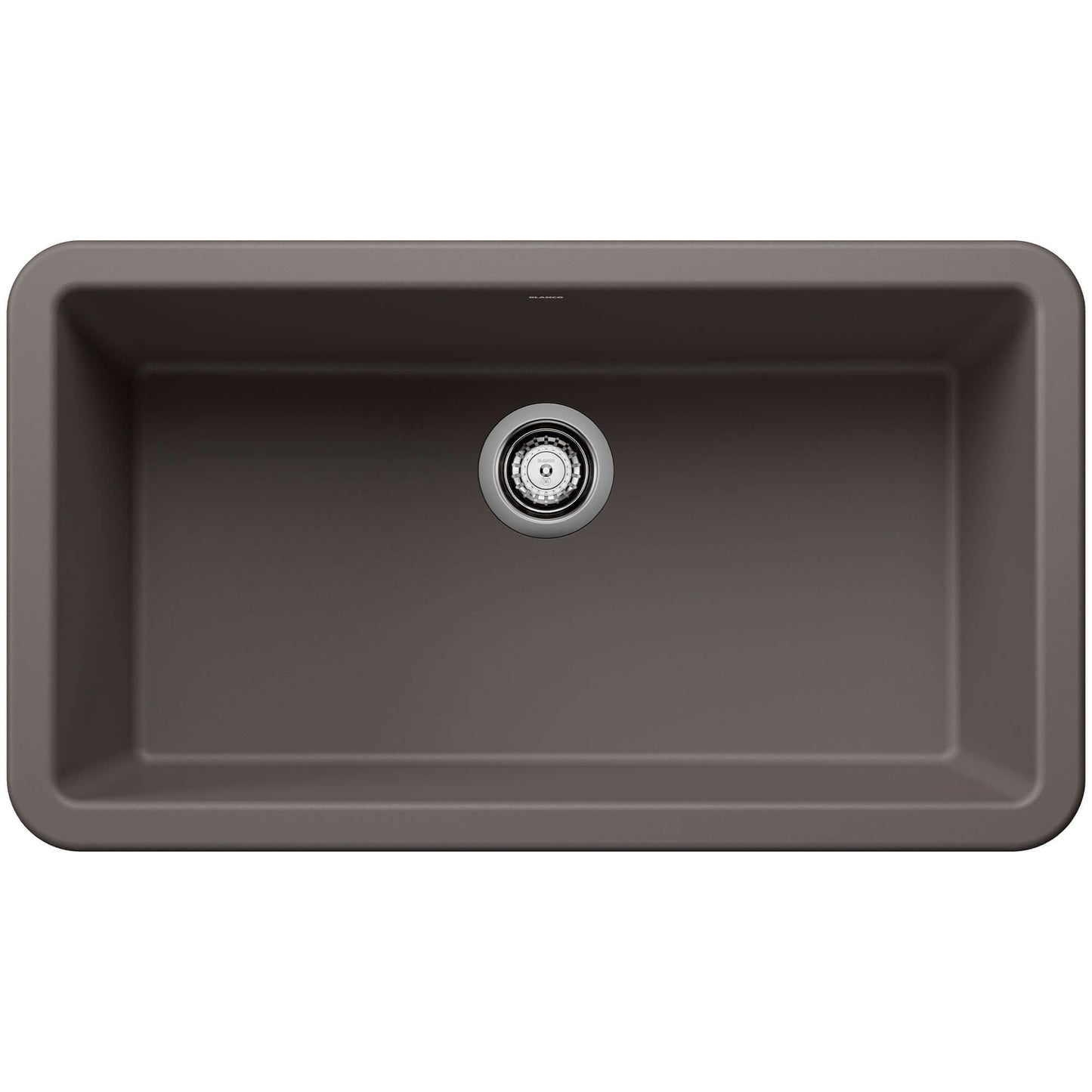 BLANCO Ikon SILGRANIT 33" Single Bowl Apron-Front Farmhouse Sink in a sleek, modern design featuring a single drain.
