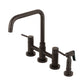 Kingston KS8287DLBS Concord Bridge Kitchen Faucet with Brass Sprayer, Brushed Brass in Oil Rubbed Bronze finish.