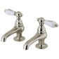 Kingston Brass CC3L8 Vintage Basin Tap Faucet with Porcelain Lever Handle showcasing hot and cold water taps.