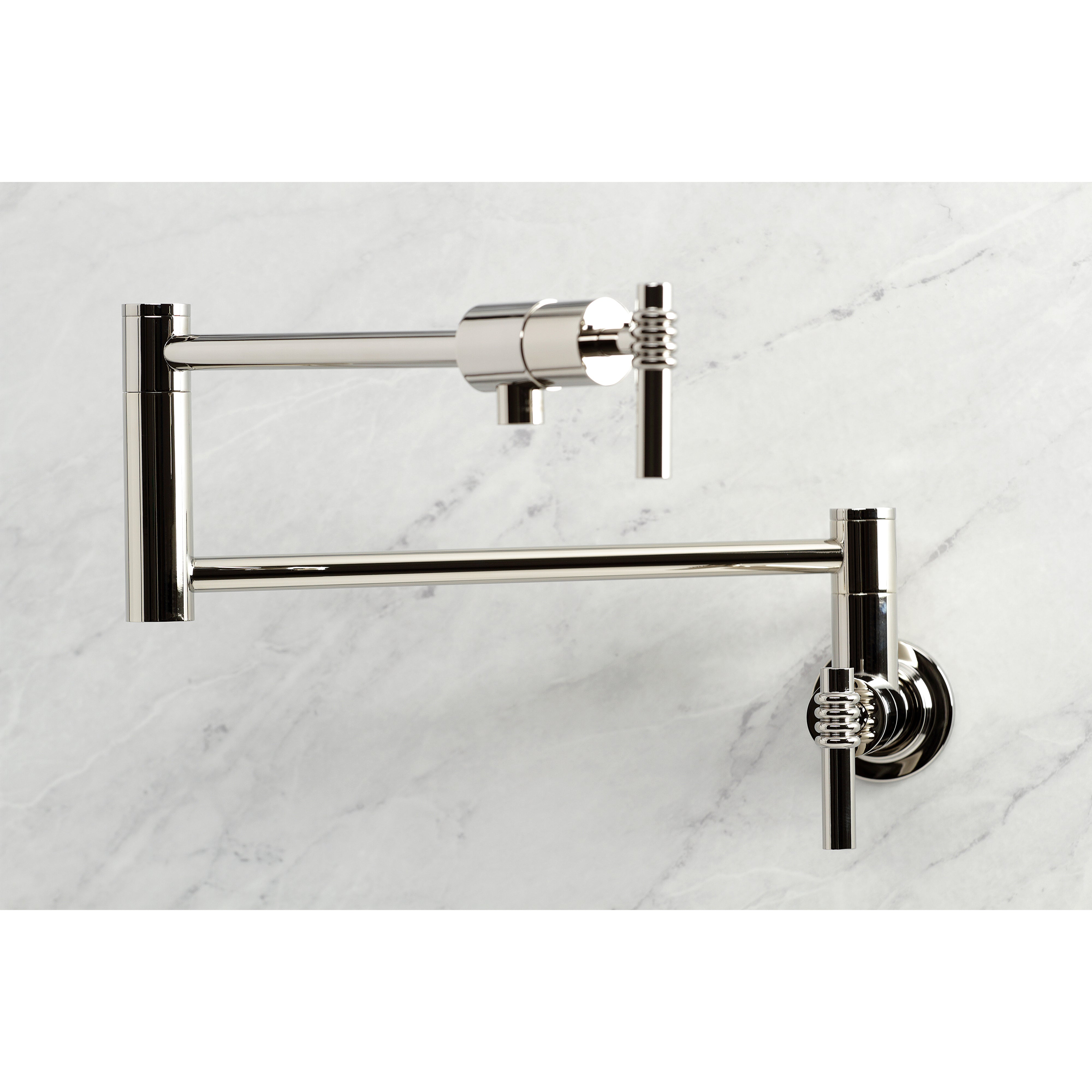 Kingston Brass KS4103ML Milano Wall Mount Pot Filler Faucet, Antique Brass image showcasing design and functionality