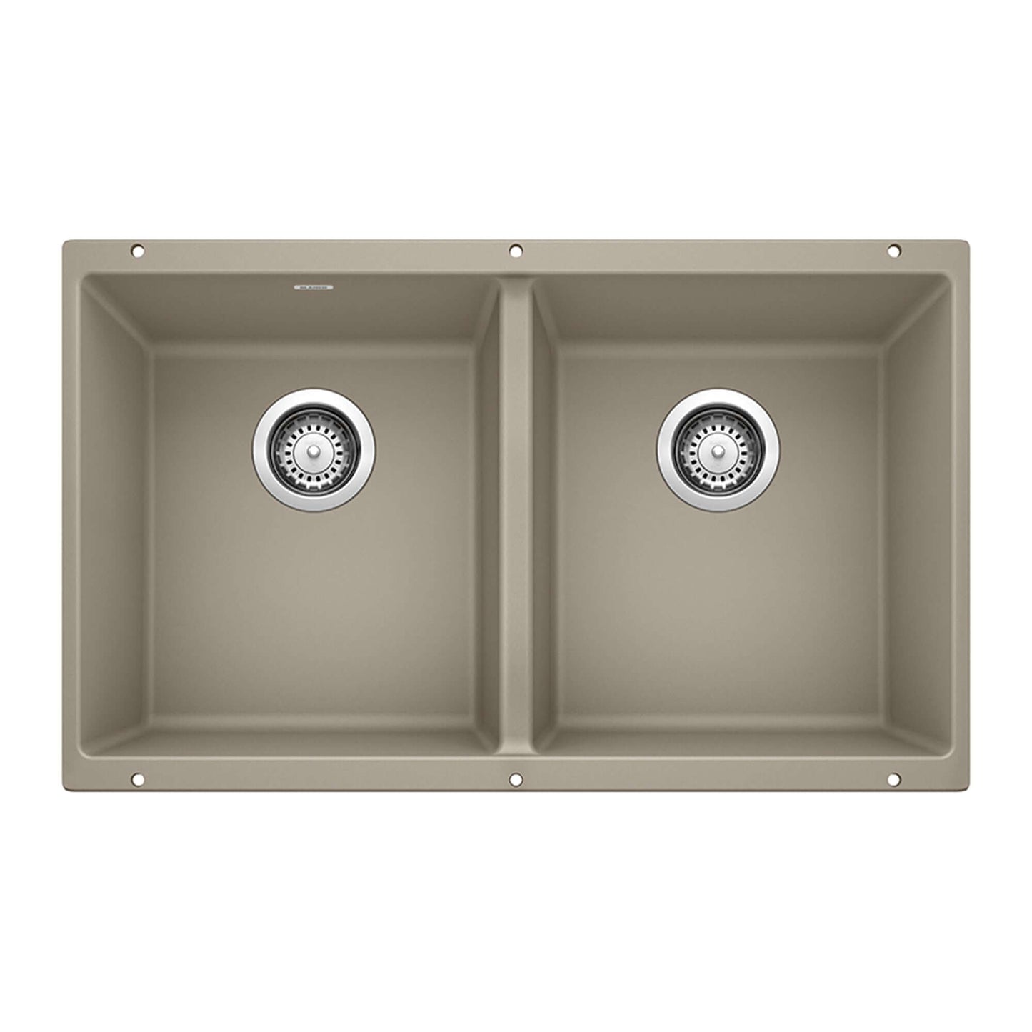BLANCO Precis SILGRANIT 29" 50/50 Double Bowl Undermount Kitchen Sink in Truffle color