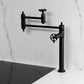 Kingston Brass KS3703RKX Webb Deck Mount Pot Filler Faucet with Knurled Handle, Antique Brass