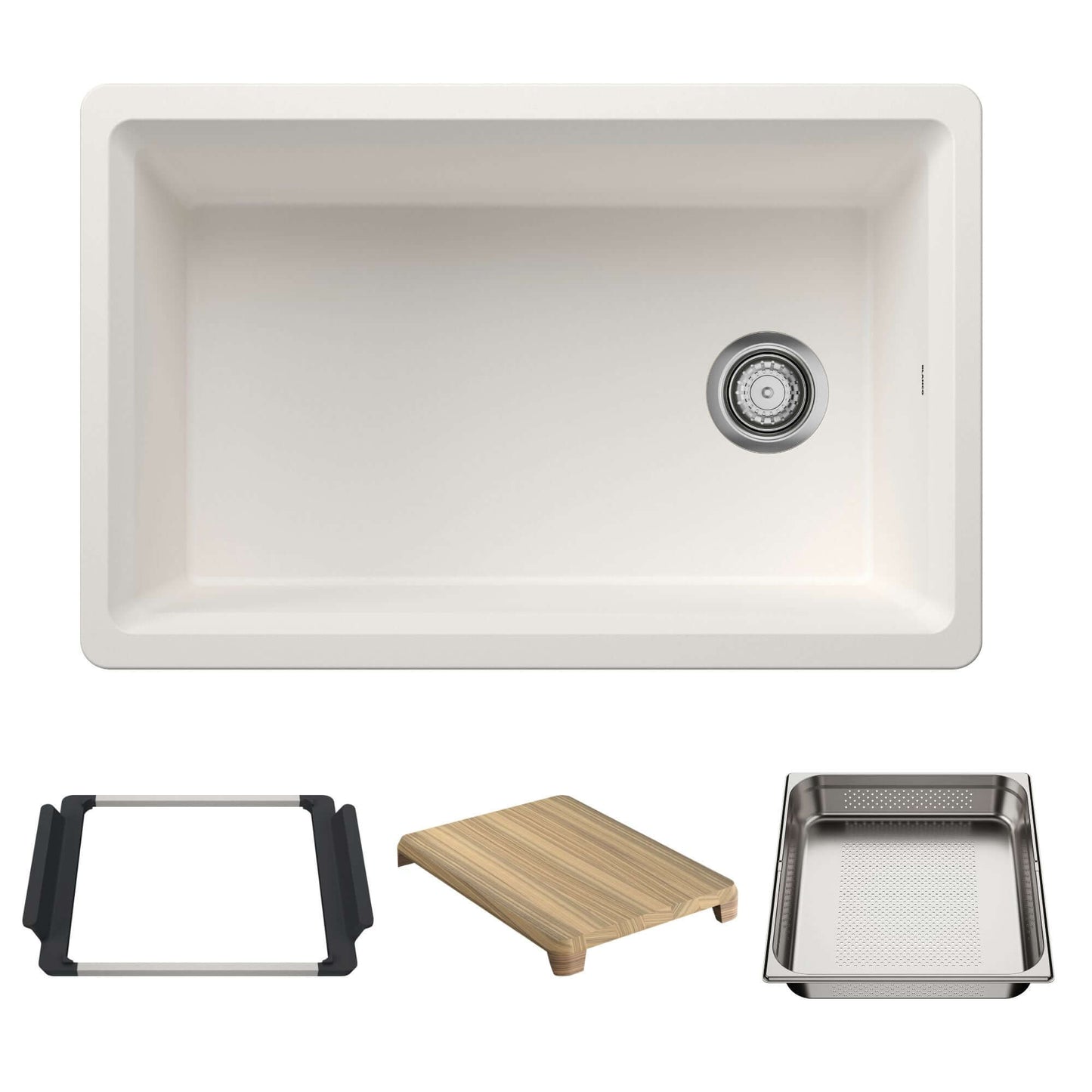 BLANCO Inteos SILGRANIT 30" Single Bowl Reversible Undermount Workstation Kitchen Sink with accessories