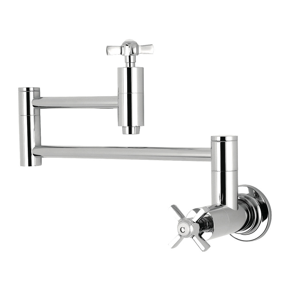 Kingston Brass KS8103ZX Millennium Wall Mount Pot Filler Faucet, Antique Brass with polished chrome finish and foldable swing arms
