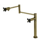 Kingston Brass KS4703PKX Duchess Deck Mount Pot Filler Faucet, Antique Brass with black porcelain handles