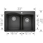 BLANCO Diamond SILGRANIT 33" 60/40 Double Bowl Dual Mount Kitchen Sink