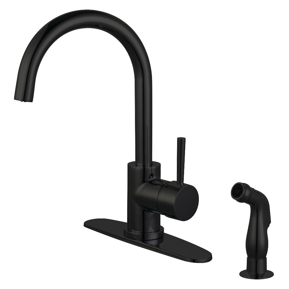Kingston Brass LS8578DLSP Concord Single-Handle Kitchen Faucet with Side Sprayer, Brushed Nickel