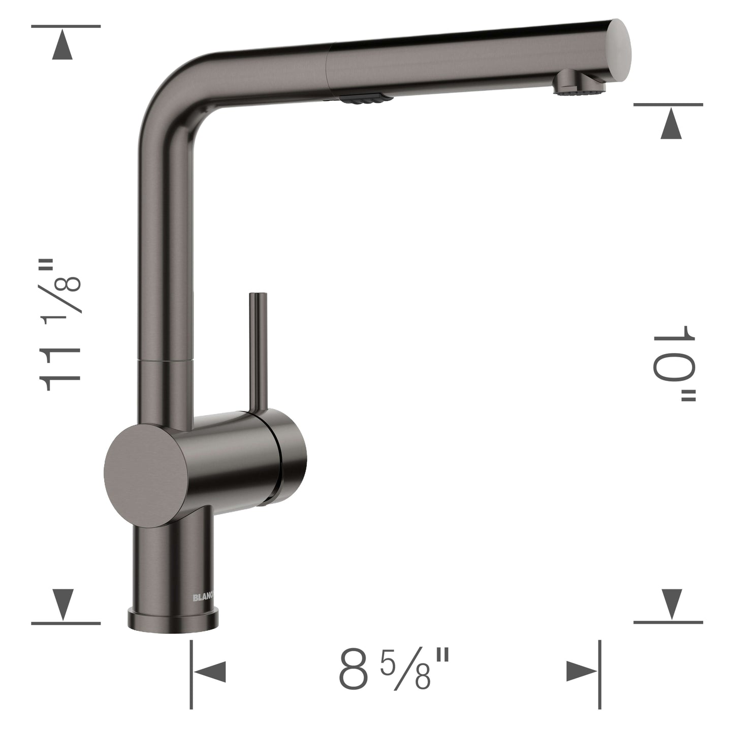BLANCO Linus Low Arc Pull-Out Dual-Spray Kitchen Faucet - dimensions and design details