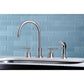 Kingston Brass KS8728CML Manhattan Double-Handle Widespread Kitchen Faucet with Plastic Sprayer, Brushed Nickel