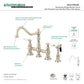Kingston KS3277PLBS Restoration Bridge Kitchen Faucet with Brass Sprayer, Brushed Brass kitchen fixture design.