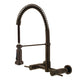 Gourmetier GS8187DL Concord Double-Handle Wall-Mount Pre-Rinse Bridge Kitchen Faucet, Brushed Brass in Oil Rubbed Bronze finish.