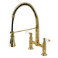 Gourmetier GS1273PL Heritage Double-Handle Deck-Mount Pre-Rinse Bridge Kitchen Faucet, Antique Brass
