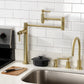 Kingston Brass KS870DLAC Concord Deck Mount Pot Filler Faucet, Antique Copper in a modern kitchen setup.