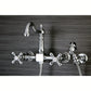 Kingston KS1263AXBS Heritage Two-Handle Wall Mount Bridge Kitchen Faucet with Brass Sprayer, Antique Brass