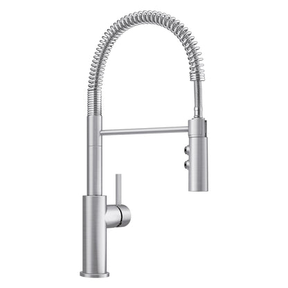 BLANCO Catris Semi-Pro Pull-Down Dual-Spray Kitchen Faucet with spring-coil design and solid brass body.