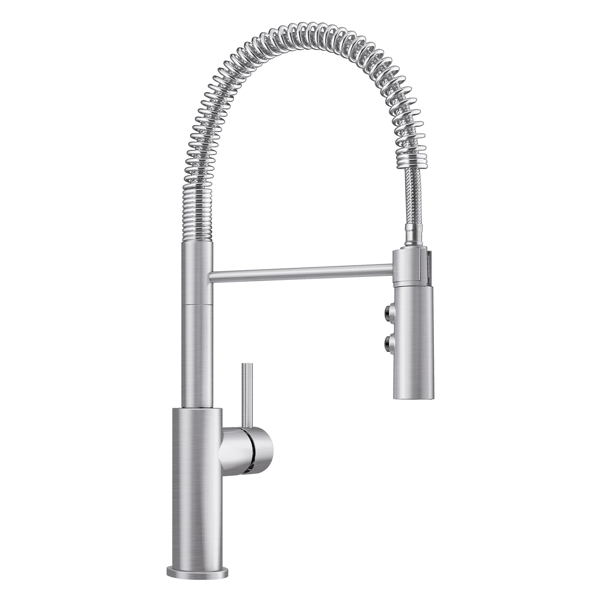 BLANCO Catris Semi-Pro Pull-Down Dual-Spray Kitchen Faucet with spring-coil design and solid brass body.
