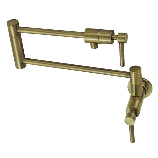 Kingston Brass KS4103DL Concord Wall Mount Pot Filler Faucet, Antique Brass with foldable swing arms