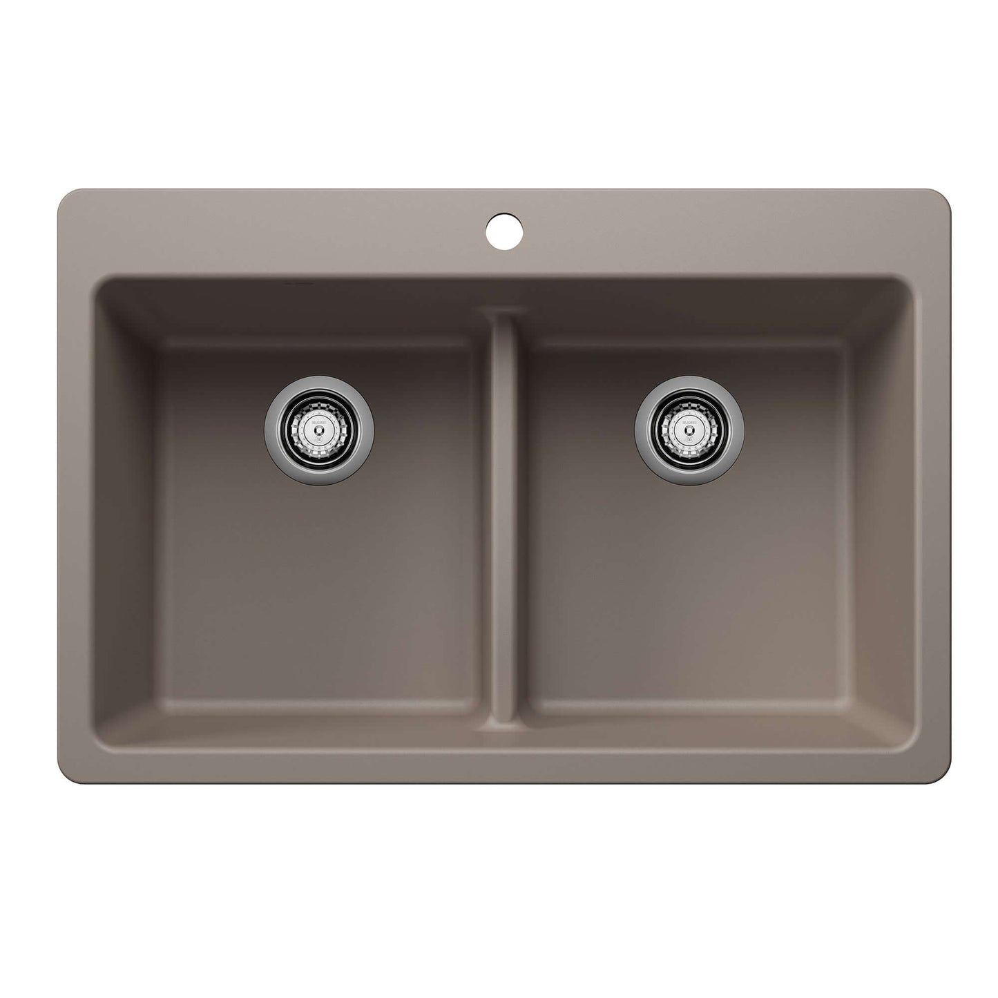 BLANCO Liven SILGRANIT 33" 50/50 Double Bowl Dual Mount Kitchen Sink with Low Divide top view image