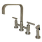 Kingston KS8257CMLBS Manhattan Bridge Kitchen Faucet with Brass Sprayer, Brushed Brass
