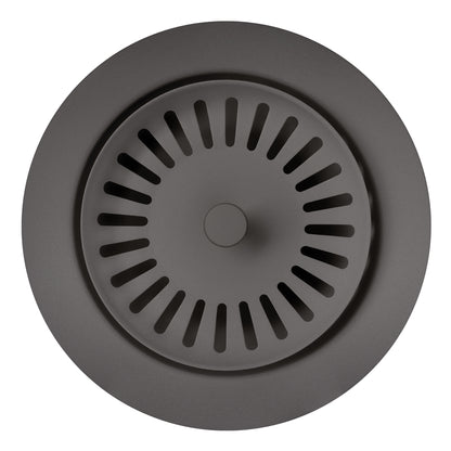 Color-Coordinated Metal Disposal Flange - Anthracite top view, crafted for sink compatibility and effective food drainage.