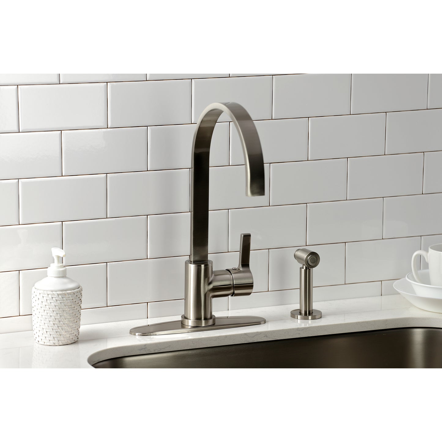 Kingston Brass LS8713CTLBS Continental Kitchen Faucet with Brass Side Sprayer
