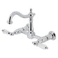 Kingston KS1263WLL Willshire Two-Handle Wall Mount Bridge Kitchen Faucet, Antique Brass with polished chrome finish