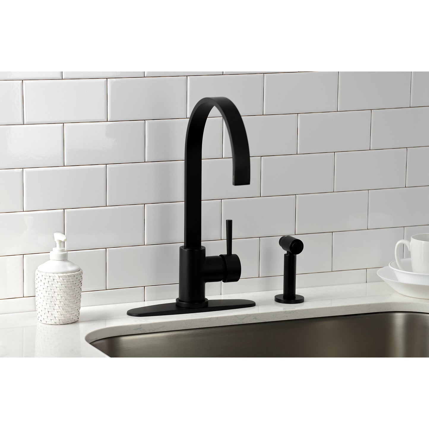 Kingston Brass LS8713DLBS Concord Kitchen Faucet with Brass Side Sprayer